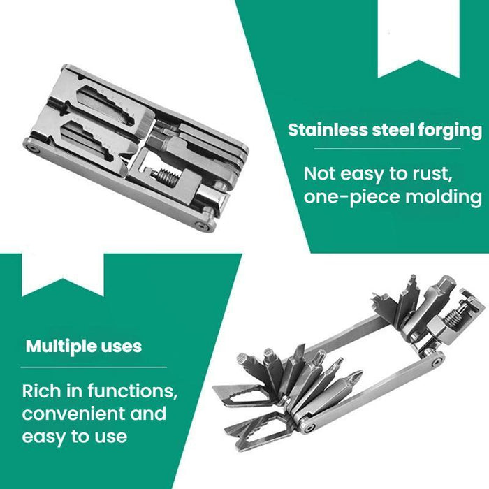 15-In-1 Bicycle Repair Tool Silver