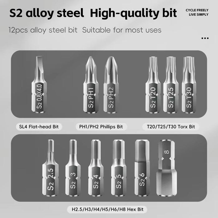 12-In-1 Bike Repair Tool Kit With Magnetic Extension