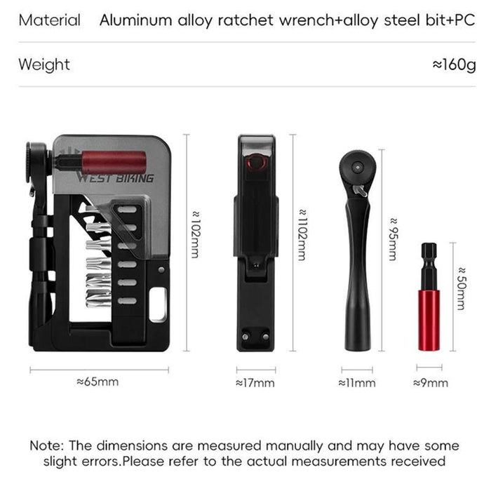 12-In-1 Bike Repair Tool Kit With Magnetic Extension