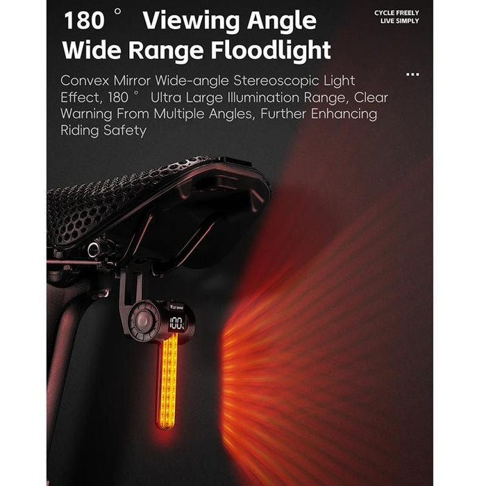180-Degree Wide Angle Bike Tail Light With Dynamic Led Effects