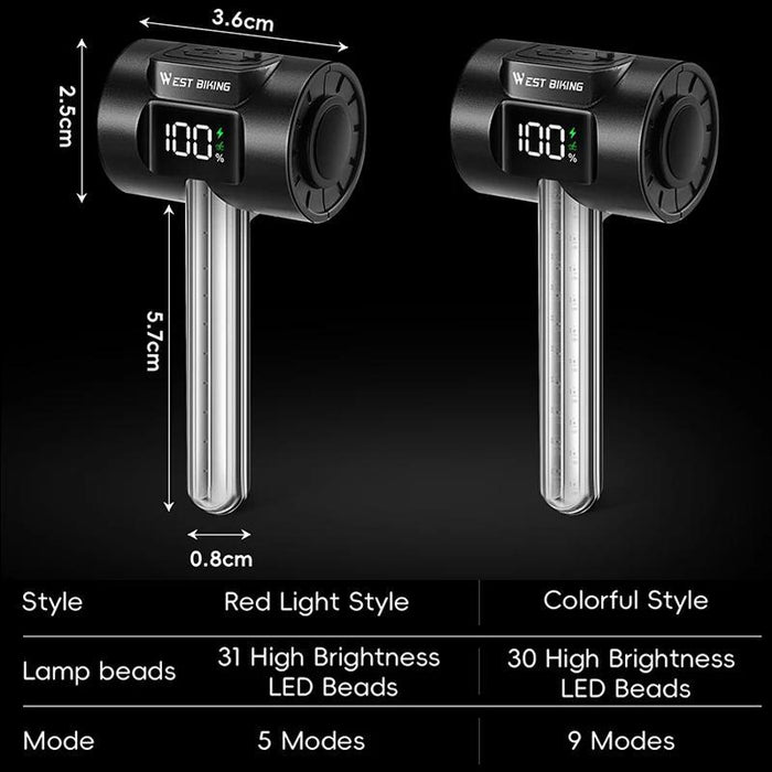 180-Degree Wide Angle Bike Tail Light With Dynamic Led Effects