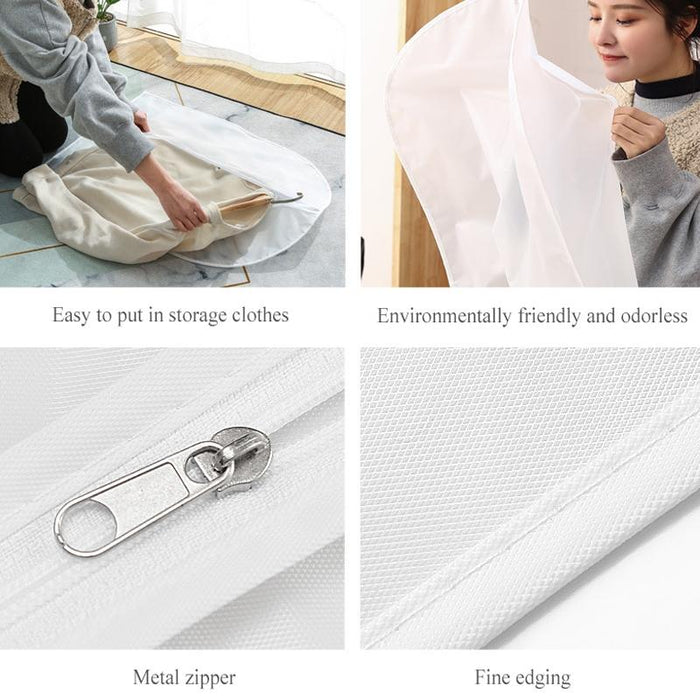 2 Pcs Transparent Wardrobe Storage Bags Cloth Hanging Garment Suit Coat Dust Cover With Zipper