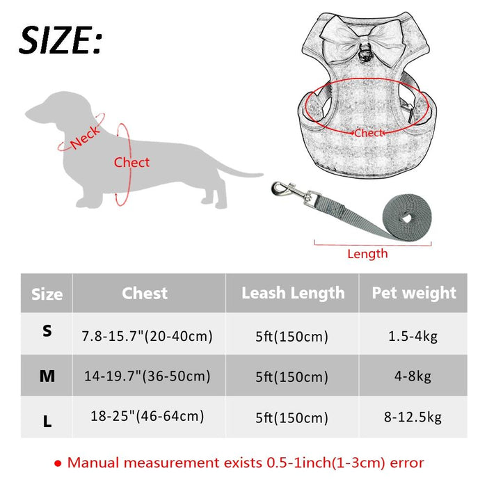 Adjustable Plaid Vest Leash For Cat Dog