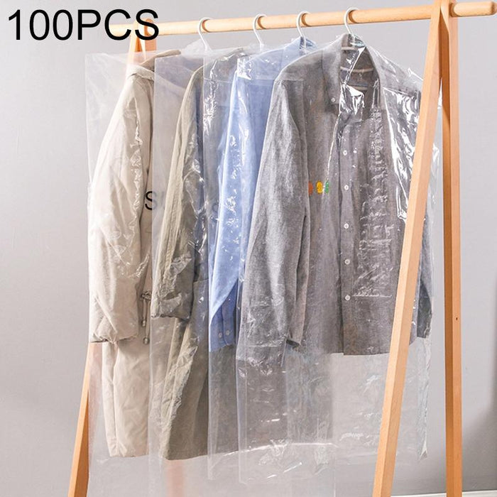 100 Pcs Disposable Transparent Clothes Dust Bag Cover - Size 60X90Cm Thicken Pe 6 Wires