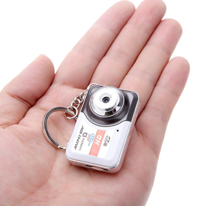 Ultra Mini Hd Kids Camera With Key Ring Tf Card Support Gray