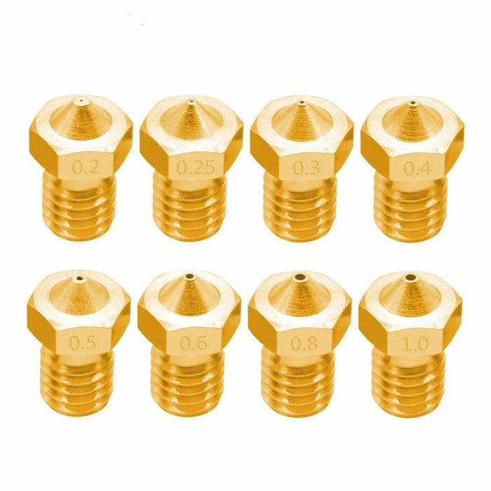 8-Pack E3D-V5 V6 Hot Nozzle For 3D Printers M6 Thread 1.75 / 0.2Mm Size