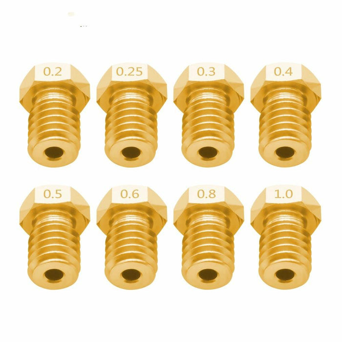 8-Piece E3D-V5 V6 Nozzle Set For 3D Printers M6 Thread 1.75 / 0.5Mm Size