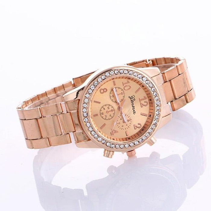 Women Alloy Diamond Stainless Steel Belt Watch