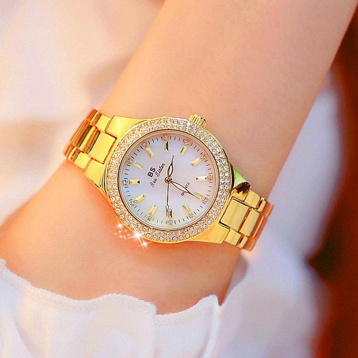 Fa1258 Women Round Case Diamond Alloy Strap Watch