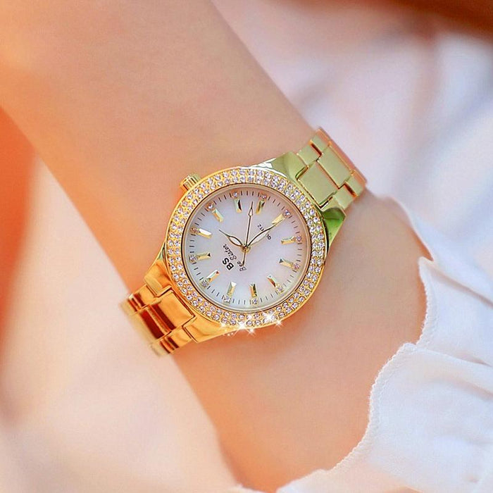 Fa1258 Women Round Case Diamond Alloy Strap Watch