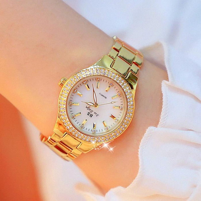Fa1258 Women Round Case Diamond Alloy Strap Watch