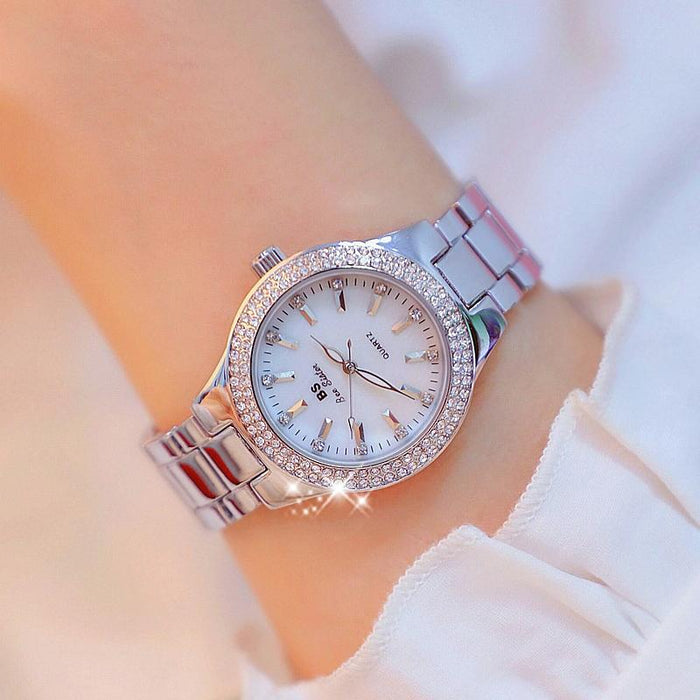 Fa1258 Women Round Case Diamond Alloy Strap Watch