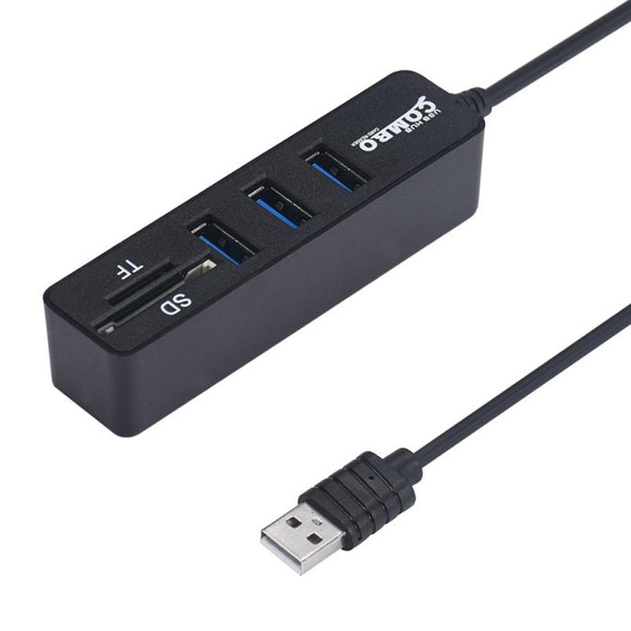 3-Port Usb Hub + Micro Sd Card Reader For Windows & Mac