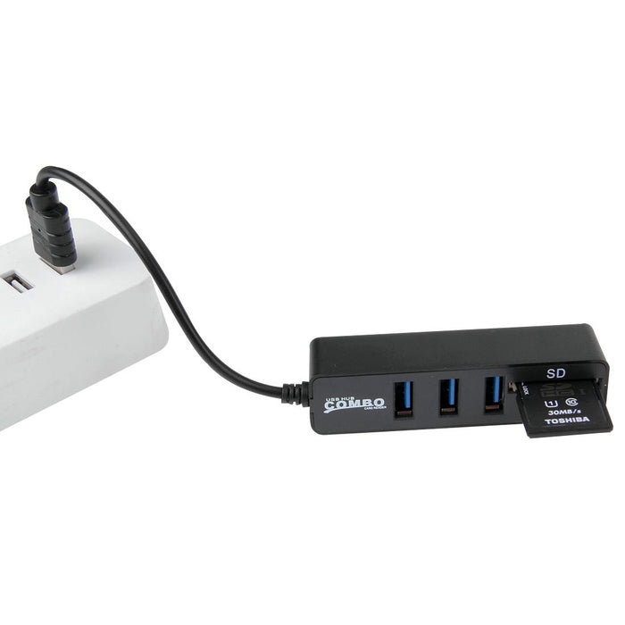 3-Port Usb Hub + Micro Sd Card Reader For Windows & Mac