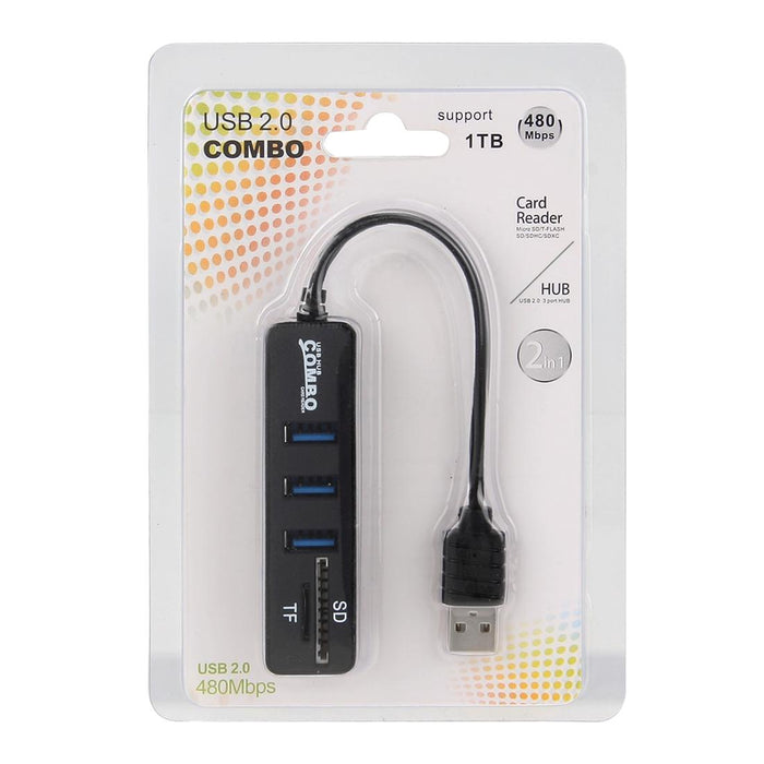 3-Port Usb Hub + Micro Sd Card Reader For Windows & Mac