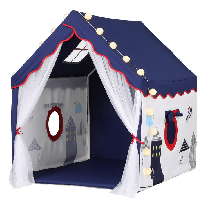 Kids Play Tent Playhouse Castle With Floor Mat String Ball Light 134X103cm
