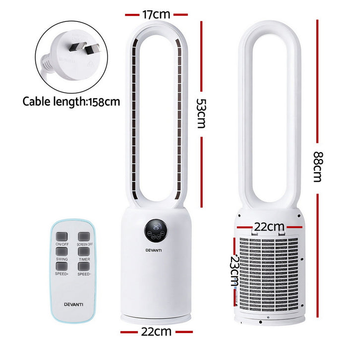2In1 Bladeless Fan Air Purification W/ Remote 88cm