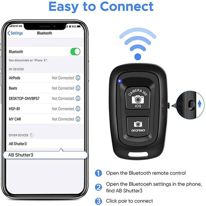 Bluetooth Remote Shutter For Self Timer Black