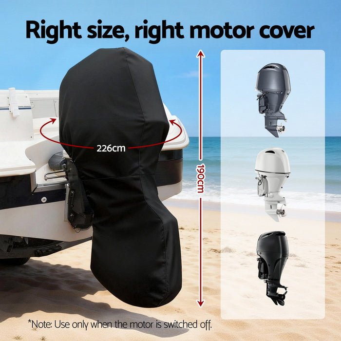 Full Outboard Boat Motor Engine Cover Dust Rain Protection 100Hp -150Hp 600D Black