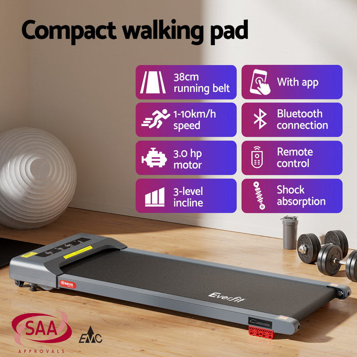 Treadmill Electric Walking Pad Incline Under Desk Home Gym 380Mm Grey