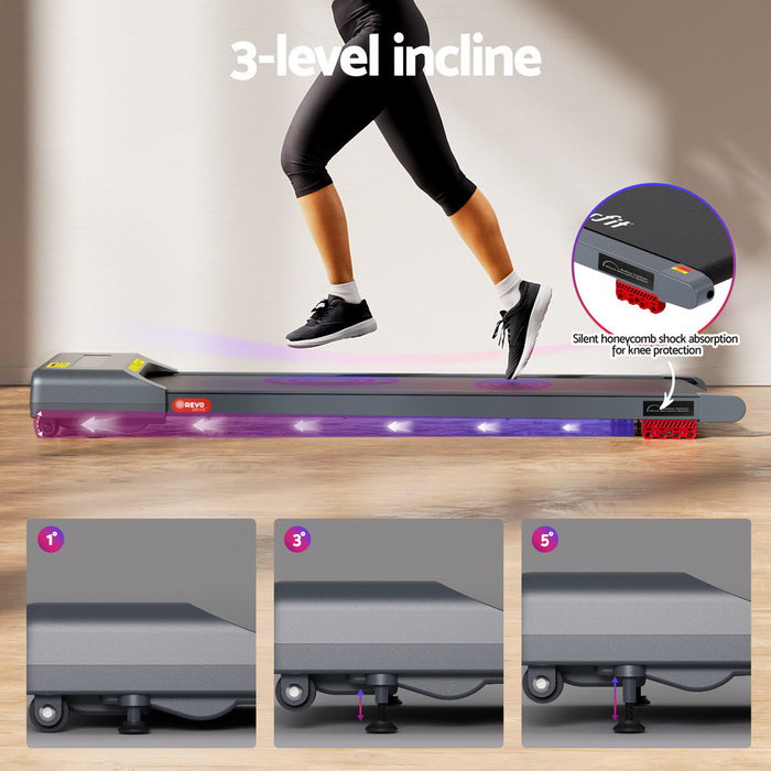 Treadmill Electric Walking Pad Incline Under Desk Home Gym 380Mm Grey
