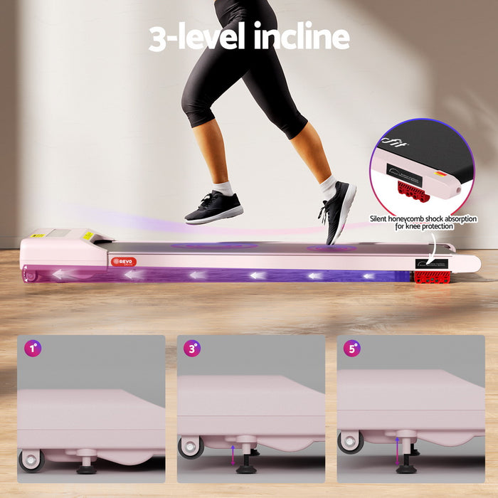 Treadmill Electric Walking Pad Incline Under Desk Home Gym 380Mm Pink