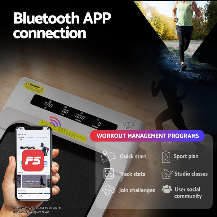 Treadmill Electric Walking Pad Incline Under Desk Home Gym 380Mm White