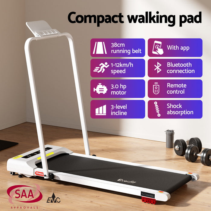 Treadmill Electric Walking Pad Incline Under Desk 380Mm White