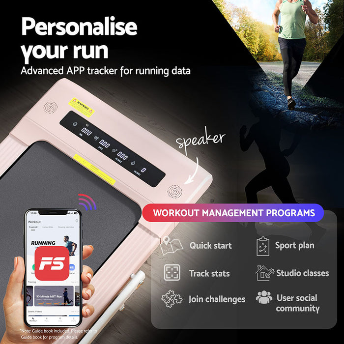 Treadmill Electric Walking Pad Under Desk Home Gym Fitness 400Mm Pink