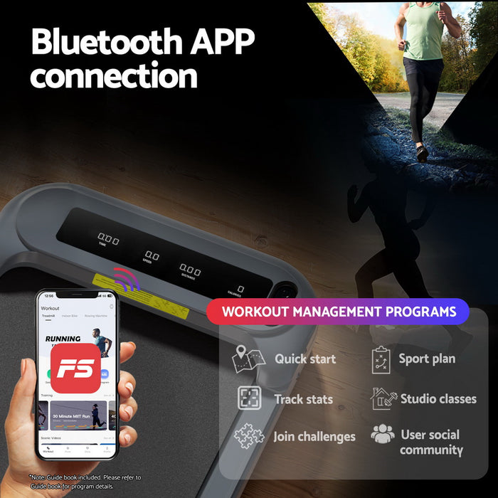 Treadmill Electric Walking Pad With Incline Under Desk Home Gym Grey