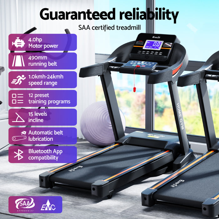 Treadmill Electric Auto Incline Home Gym Fitness Exercise Machine 490Mm