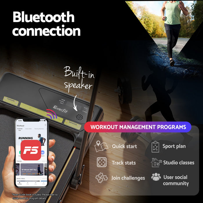 Treadmill Electric Walking Pad Auto Incline Foldable For Home Gym Black