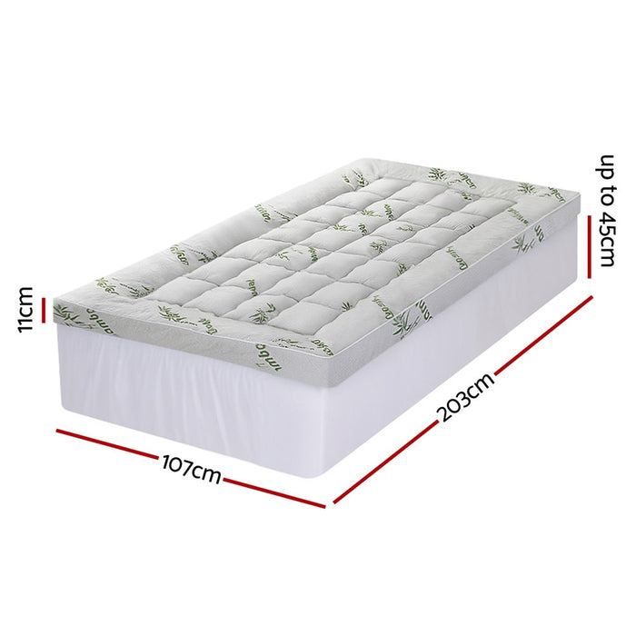 Mattress Topper 11cm Pillowtop Toppers Bamboo King Single