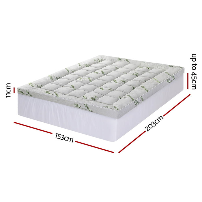 Mattress Topper 11cm Pillowtop Toppers Bamboo Queen