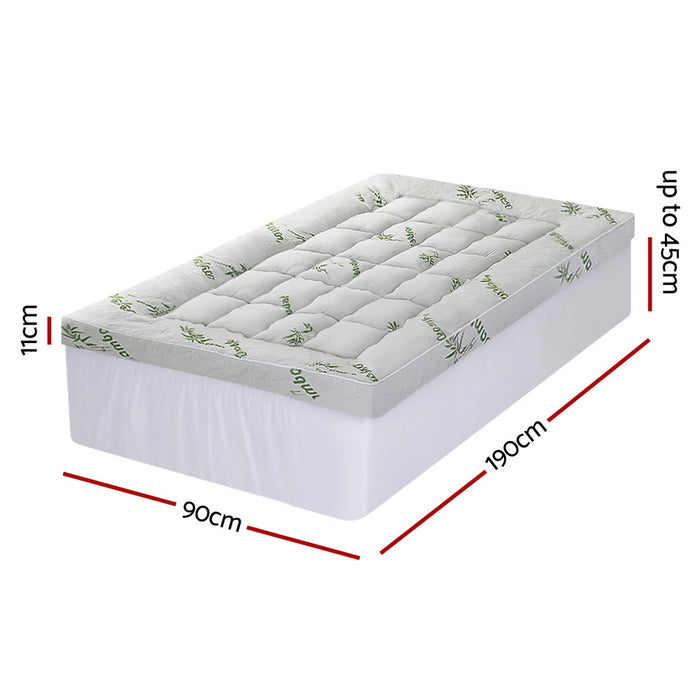 Mattress Topper 11cm Pillowtop Toppers Bamboo Single