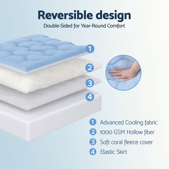 5cm Mattress Topper Pillowtop Toppers Double-Sided King