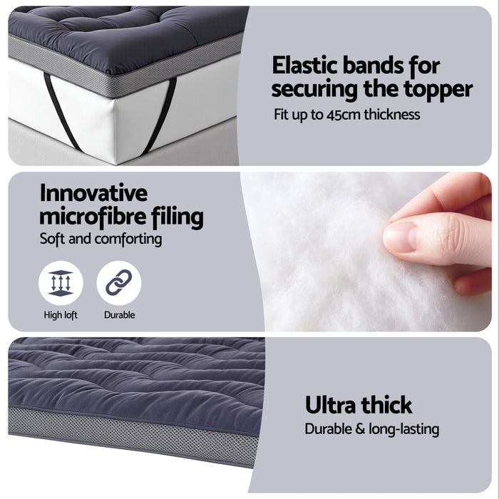 5cm Mattress Topper Pillowtop Toppers Bamboo Charcoal Double