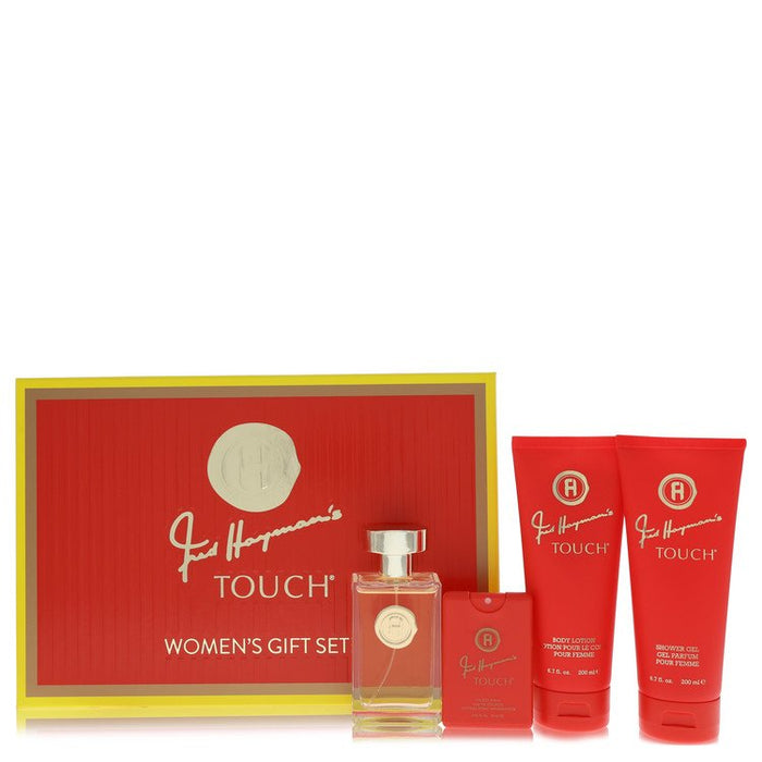 Touch Gift Set - 3.4 Oz Eau De Toilette Spary + 6.7 Oz Body Lotion + 6.7 Oz Shower Gel + 0.61 Oz Pocket Soray By Fred Hayman For Women