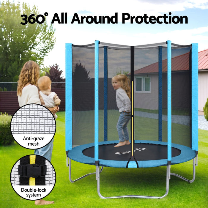 Trampoline 6Ft Kids Trampolines Safety Net Pad Round Blue