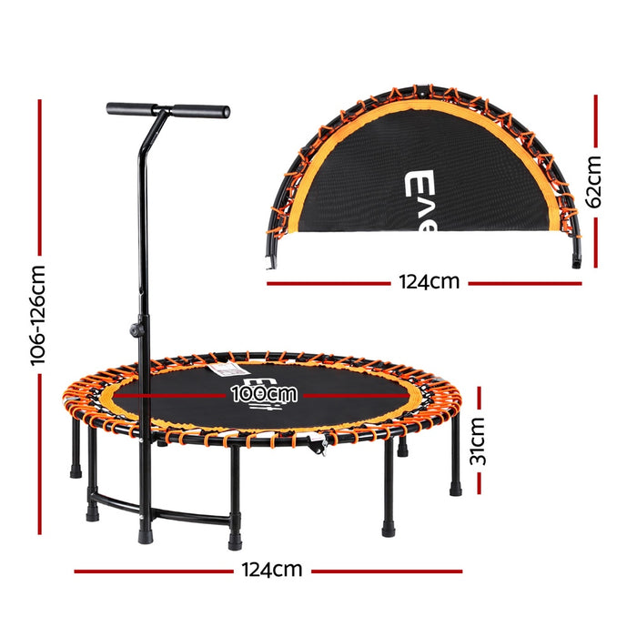 48 Inch Fitness Foldable Trampoline Jumping Rebounder Home Gym Handrail