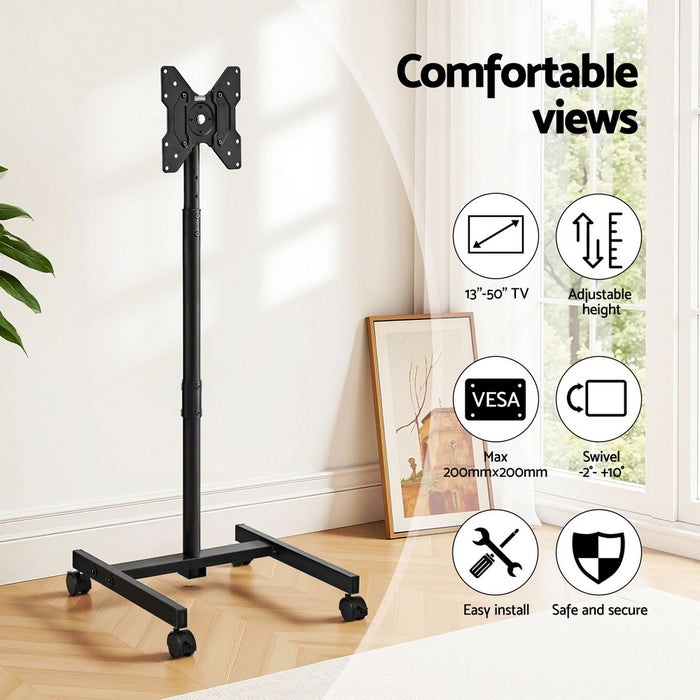 Tv Stand 13-50" Universal Mobile Adjustable Height Tv Stand With Wheels