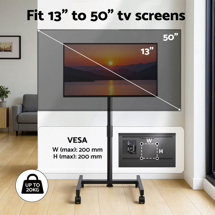 Tv Stand 13-50" Universal Mobile Adjustable Height Tv Stand With Wheels