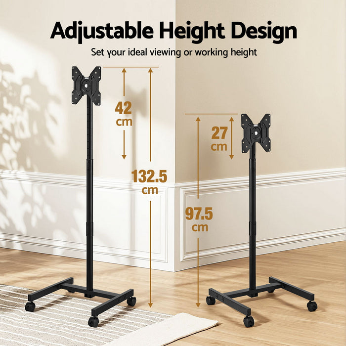 Tv Stand 13-50" Universal Mobile Adjustable Height Tv Stand With Wheels