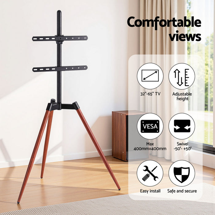Tv Stand 32-65 Inch Led Lcd Screen Wooden Tripod Easel Height Adjustable