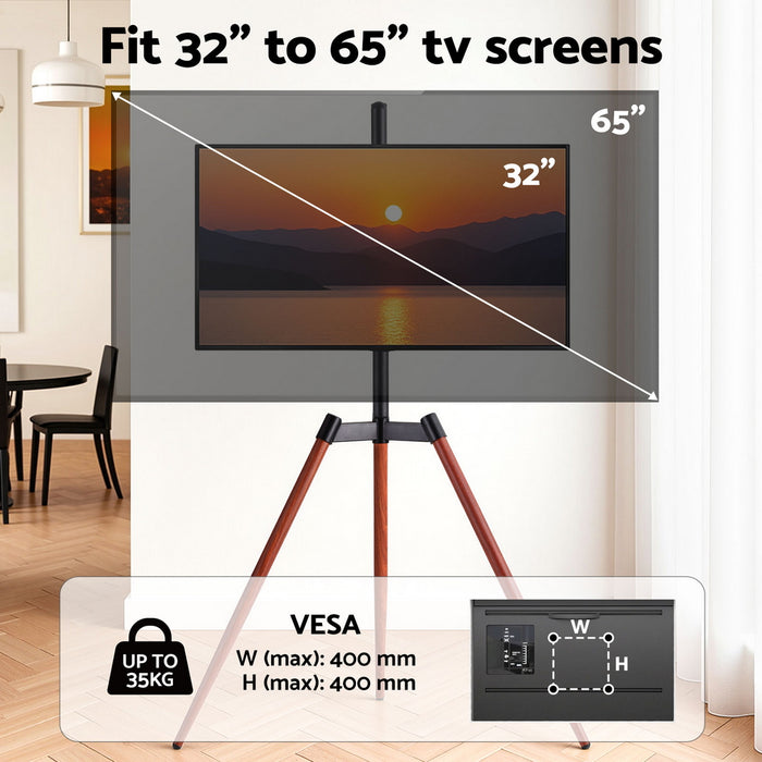 Tv Stand 32-65 Inch Led Lcd Screen Wooden Tripod Easel Height Adjustable