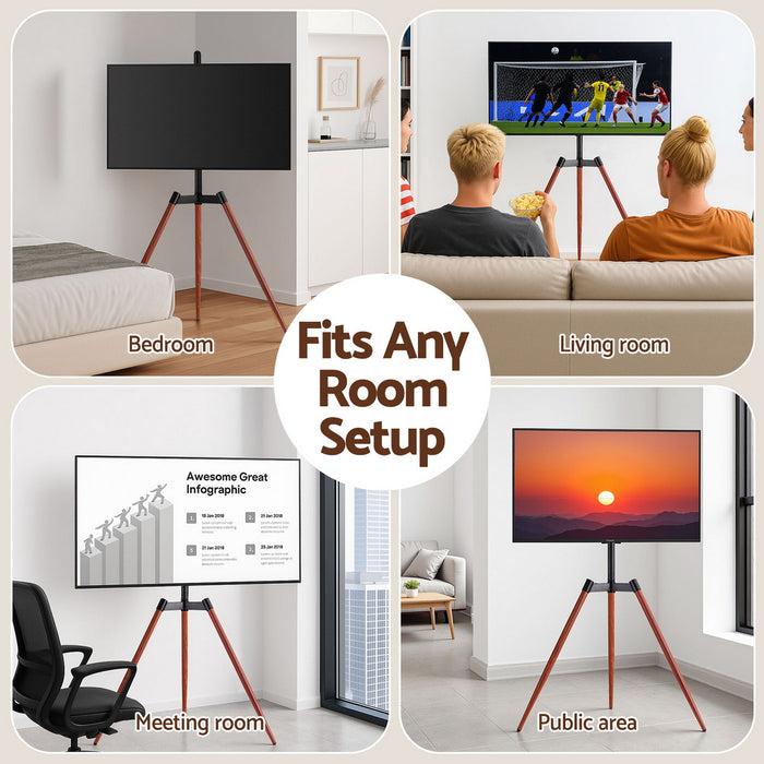 Tv Stand 32-65 Inch Led Lcd Screen Wooden Tripod Easel Height Adjustable