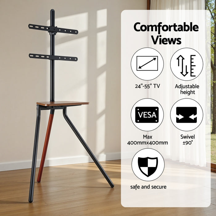Tv Stand Wooden Tray 24-55" Swivel Height Adjustable