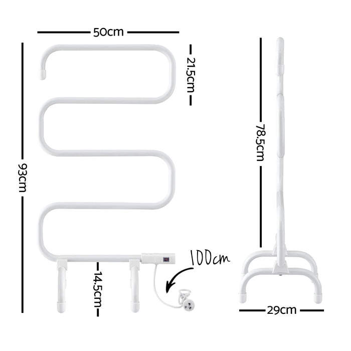 Heated Towel Rail Freestanding Wall Mounted S-Shape Electric Warmer Rack