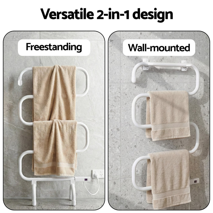 Heated Towel Rail Freestanding Wall Mounted S-Shape Electric Warmer Rack