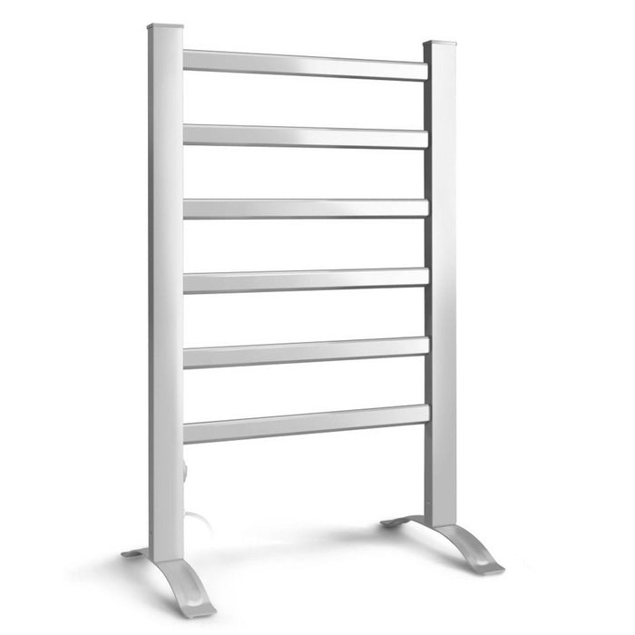 Electric Heated Towel Rail Rack 6 Bars Freestanding Clothes Dry Warmer